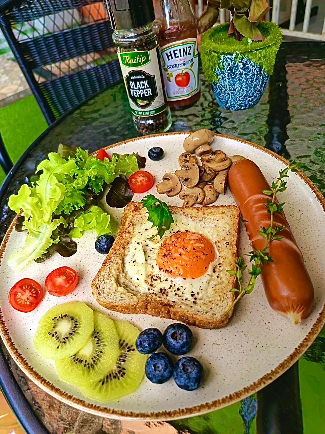 Egg in a Hole with Sausages at MaeKung Cafe Krabi